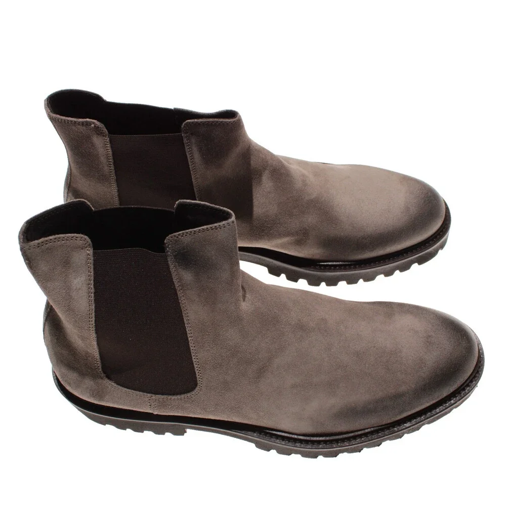 Tagliatore NWB Flint Pull On Chelsea Boots Size 45 (US 12) in Brown Suede